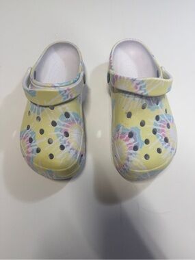 Time and Tru Tie-Dye Clog Sandals - Yellow Multicolor